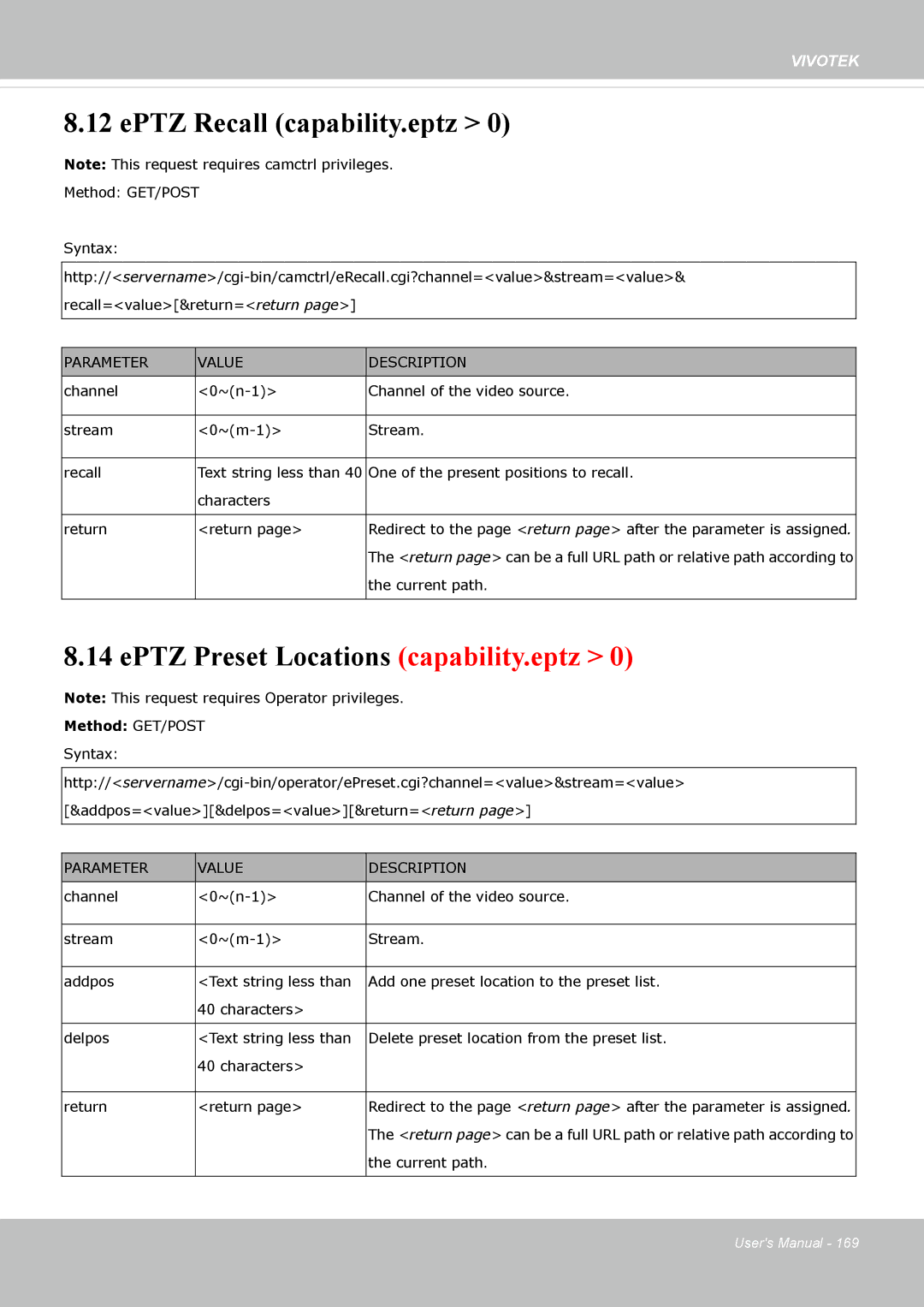 Vivotek FD8162 manual EPTZ Recall capability.eptz, EPTZ Preset Locations capability.eptz 