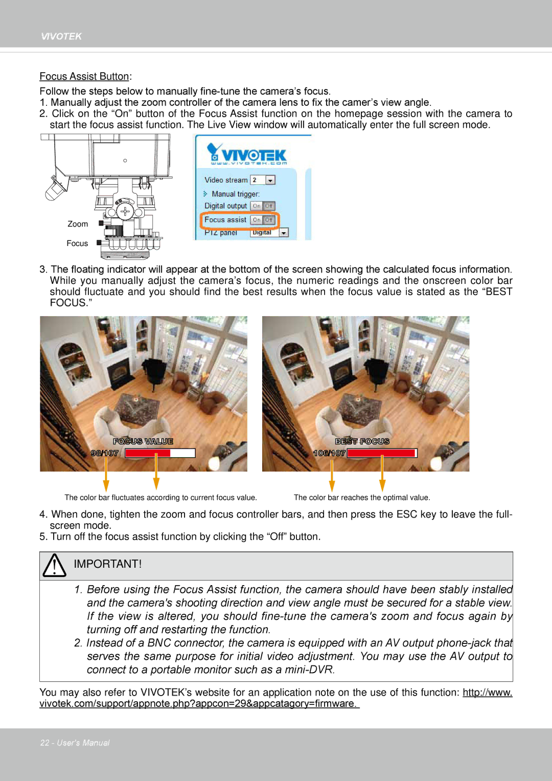 Vivotek FD8162 manual Focus Value 