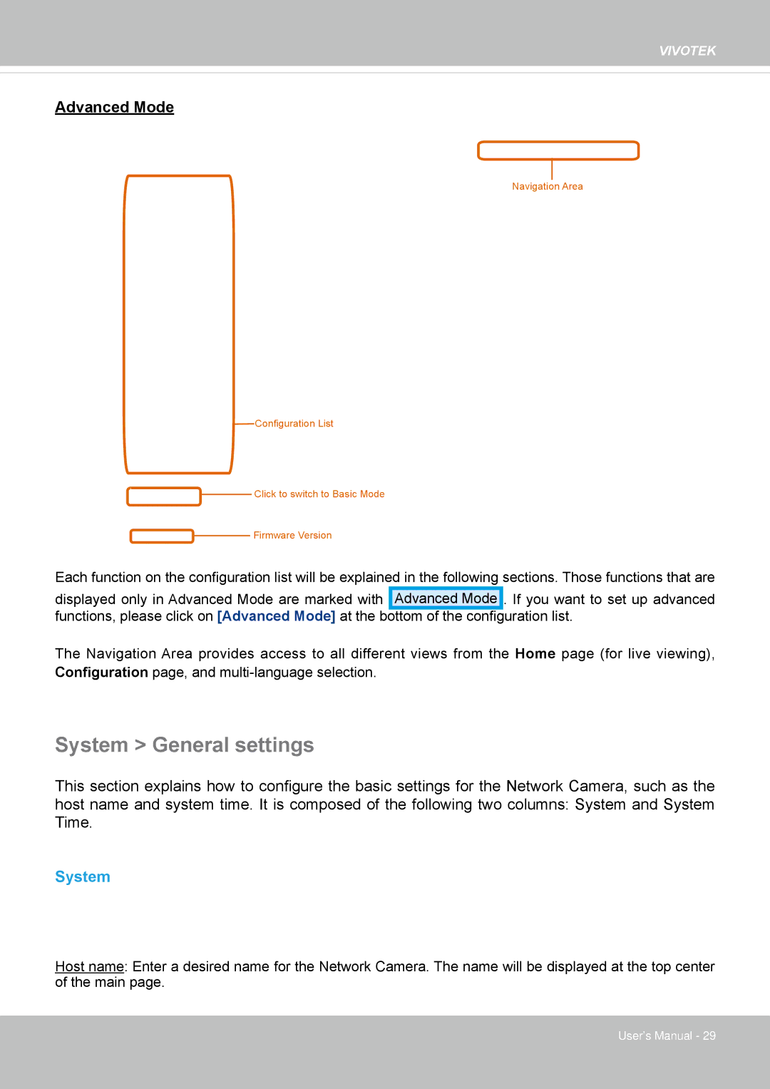 Vivotek FD8162 manual System General settings 