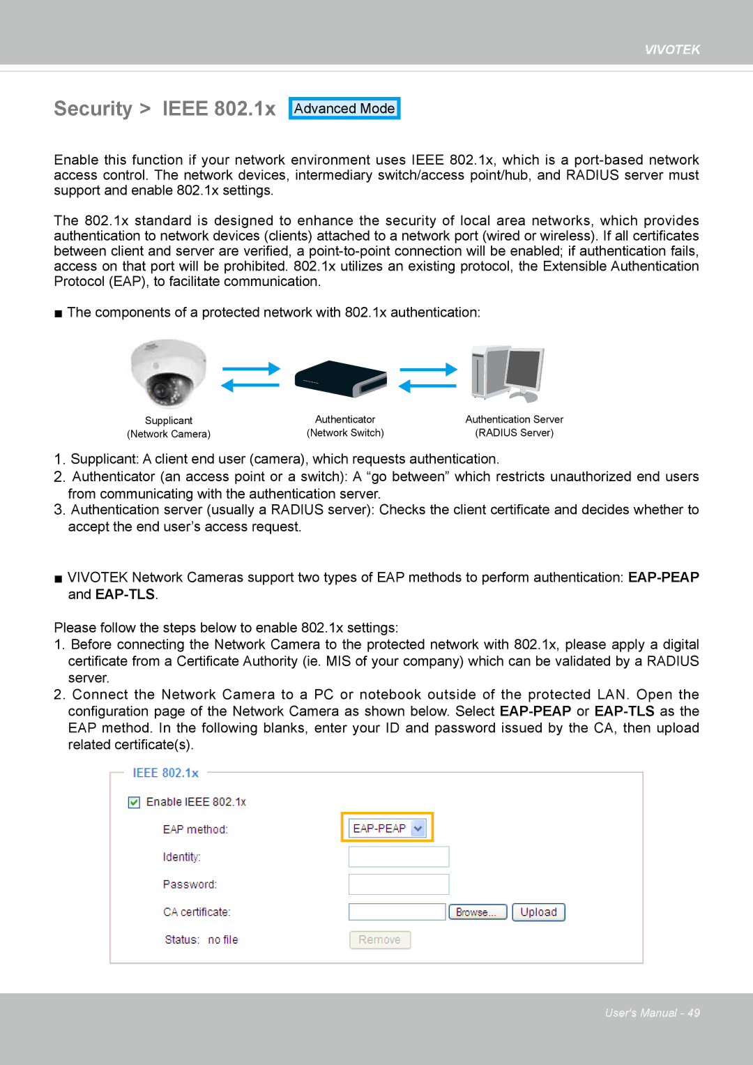 Vivotek FD8162 manual Security Ieee 