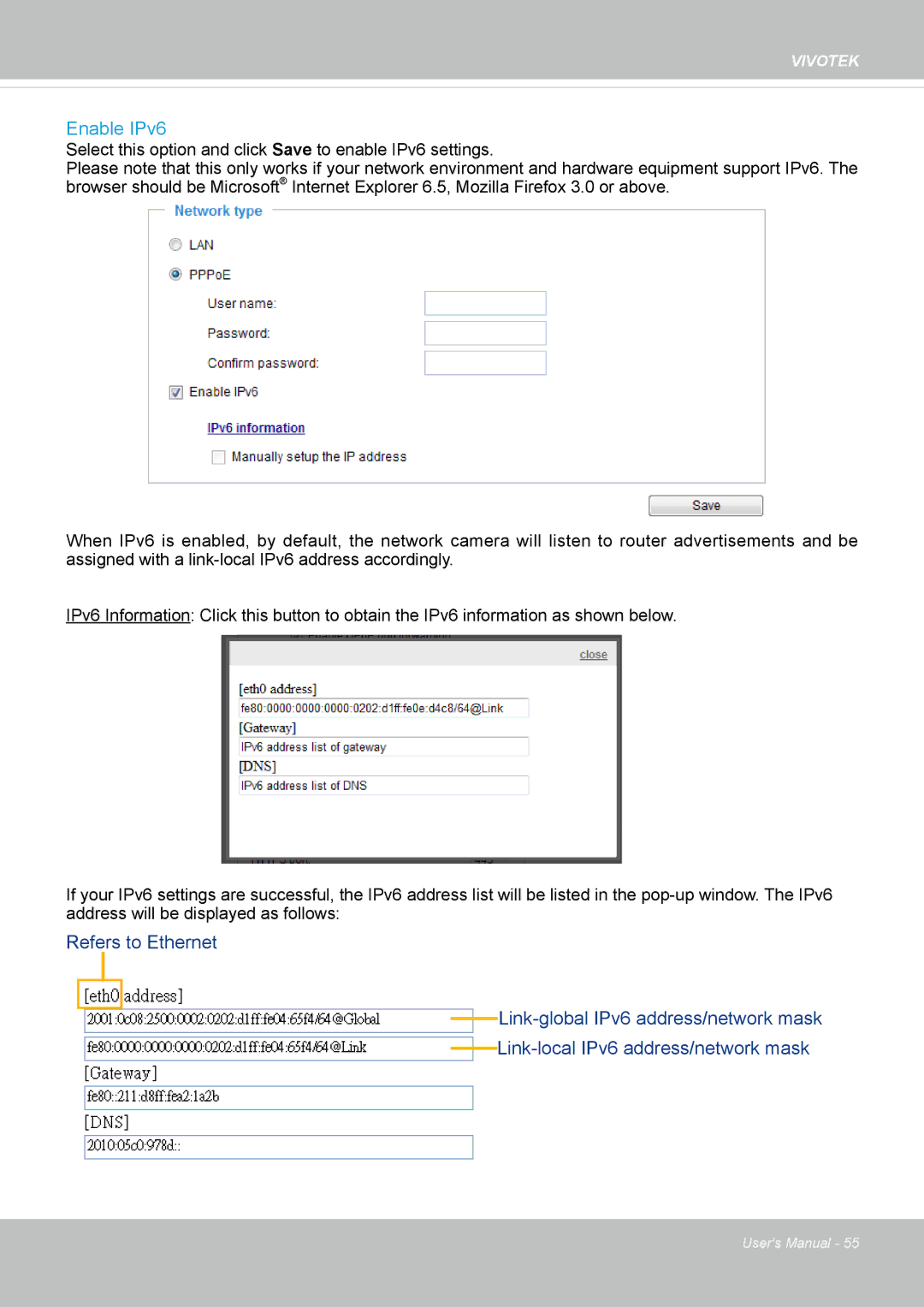 Vivotek FD8162 manual Enable IPv6 