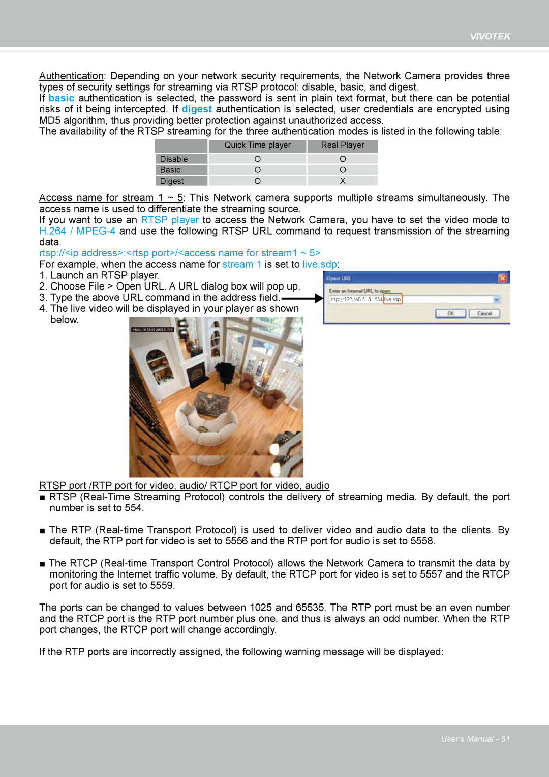 Vivotek FD8162 manual Disable Basic Digest 