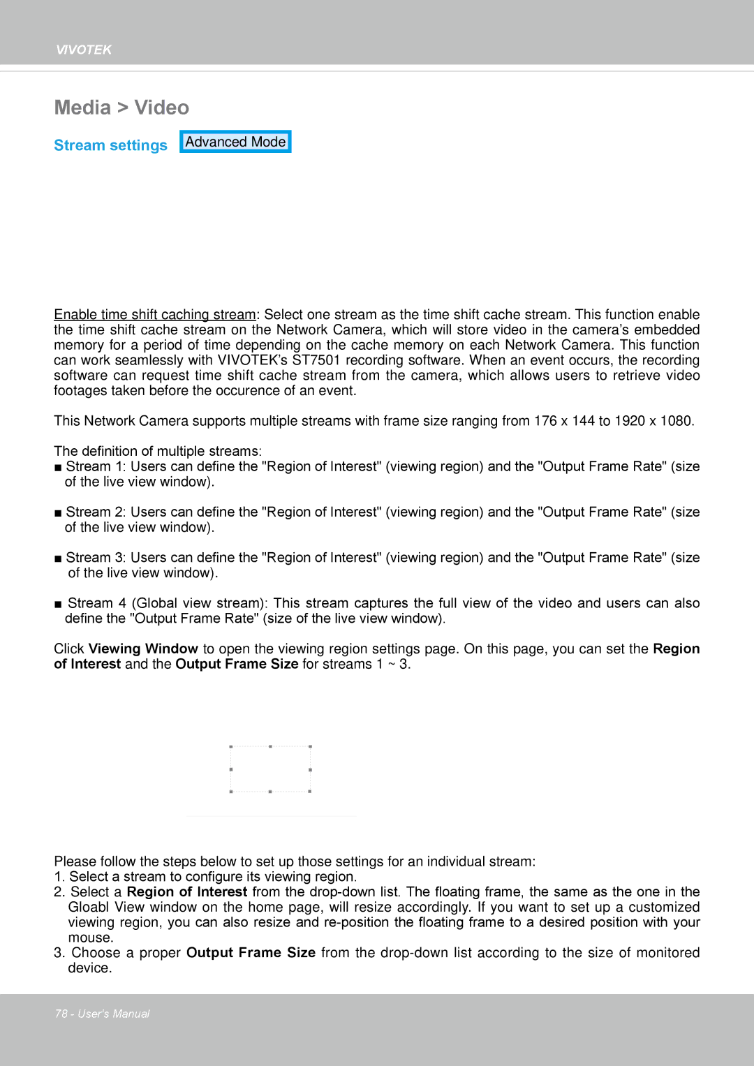 Vivotek FD8162 manual Media Video, Stream settings 