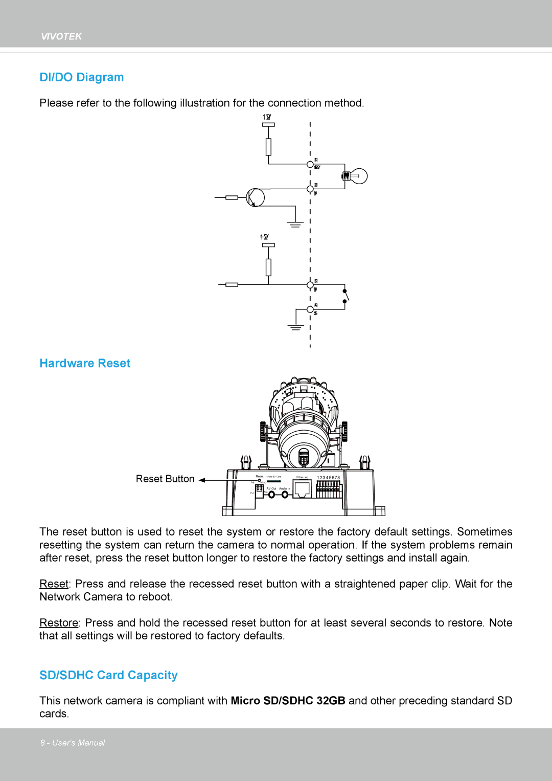 Vivotek FD8162 manual DI/DO Diagram 