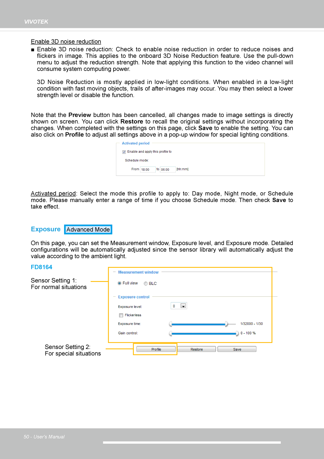 Vivotek FD8164 user manual Exposure 