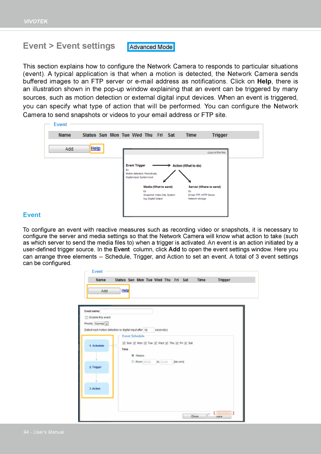 Vivotek FD8164 user manual Event Event settings 