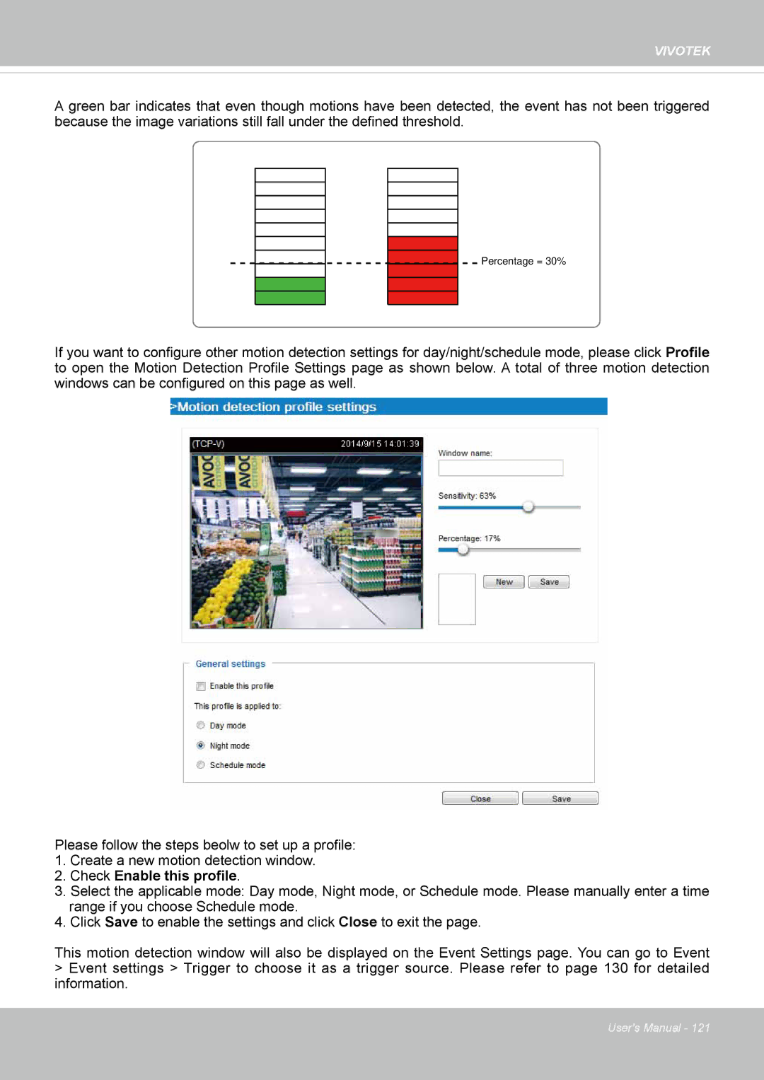 Vivotek FD8167-(T) user manual Percentage = 30% 