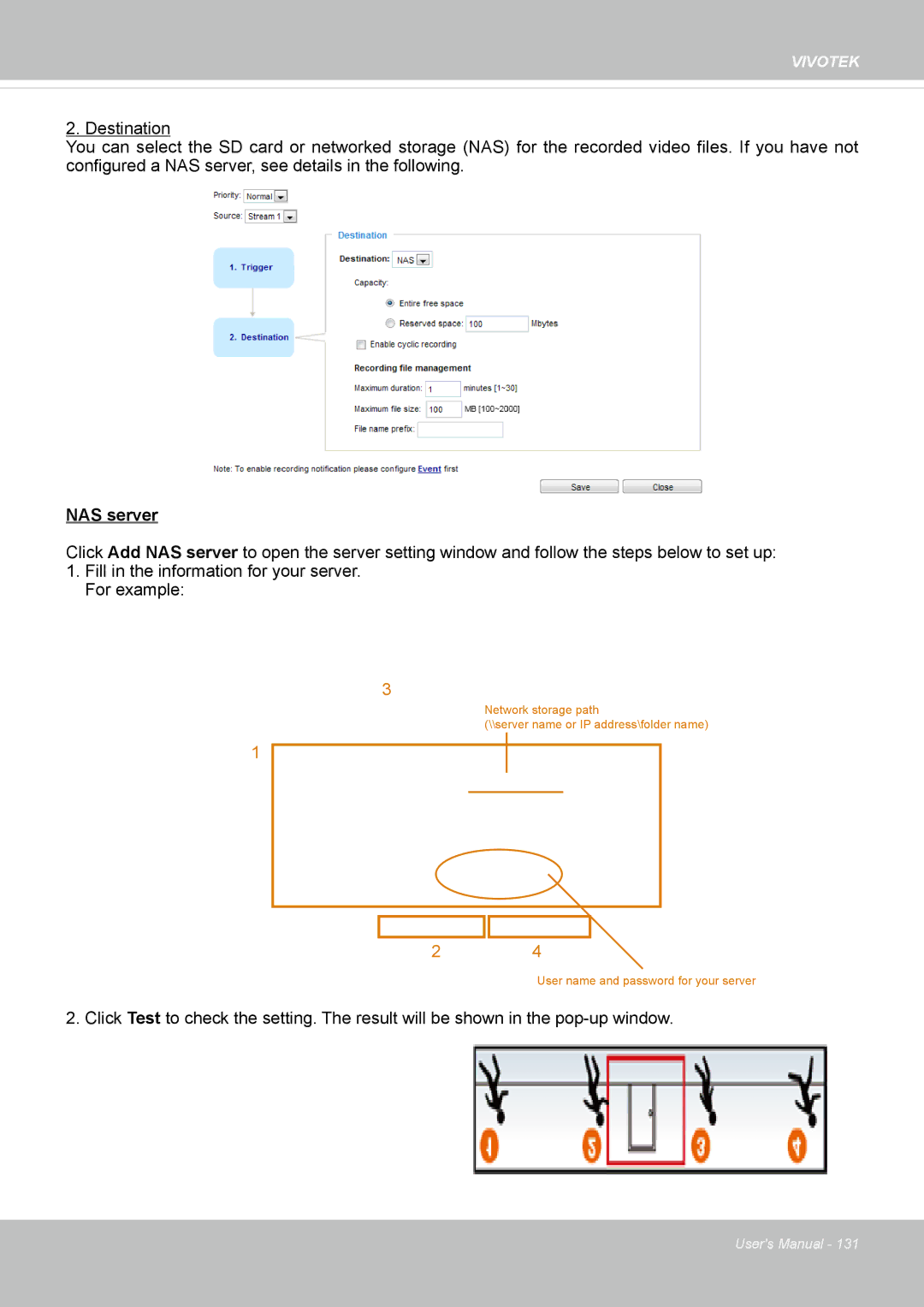 Vivotek FD8167-(T) user manual NAS server 