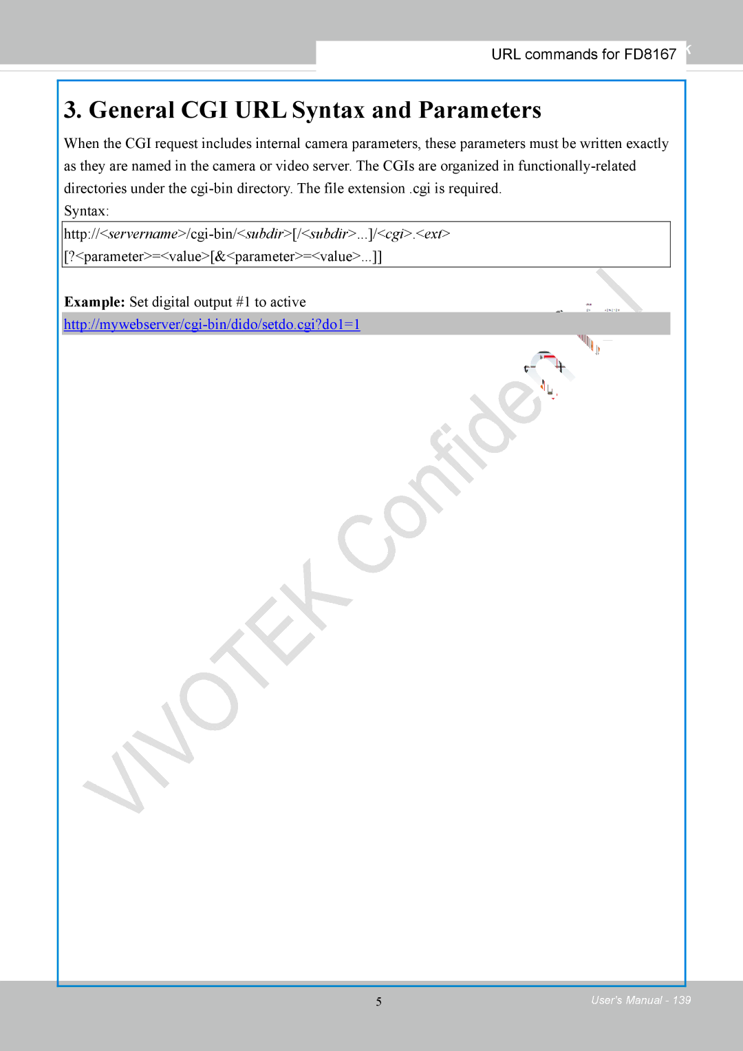 Vivotek FD8167-(T) user manual General CGI URL Syntax and Parameters 