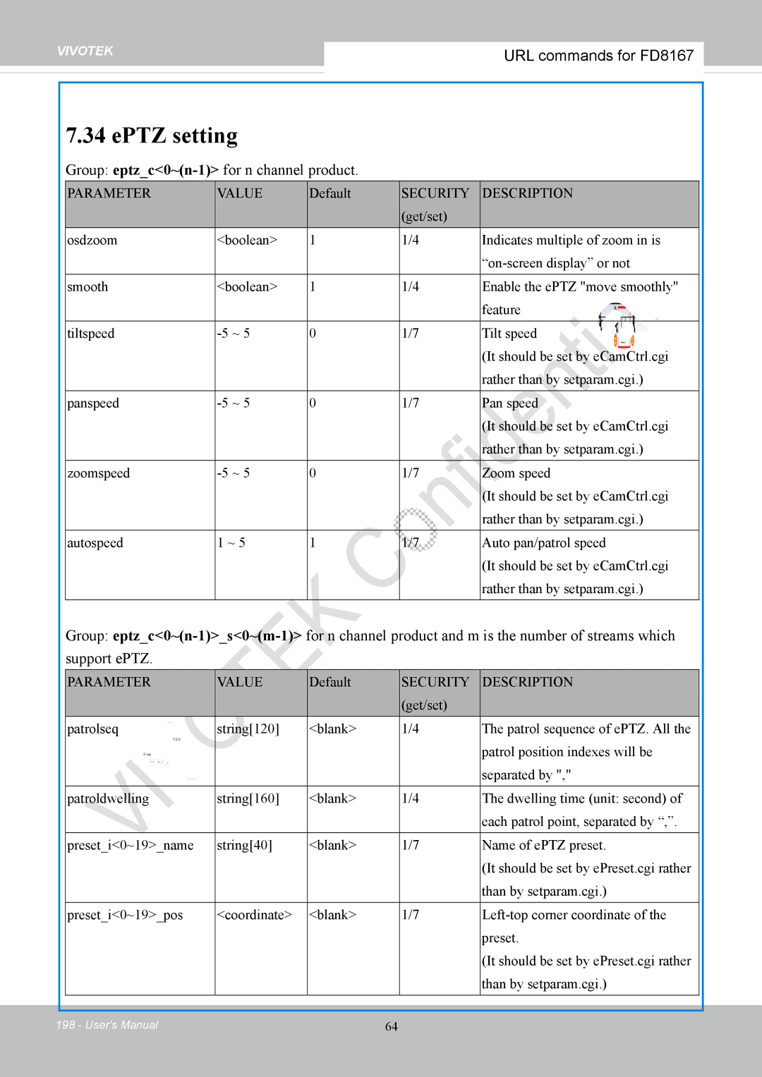 Vivotek FD8167-(T) user manual EPTZ setting, Group eptzc0~n-1for n channel product 