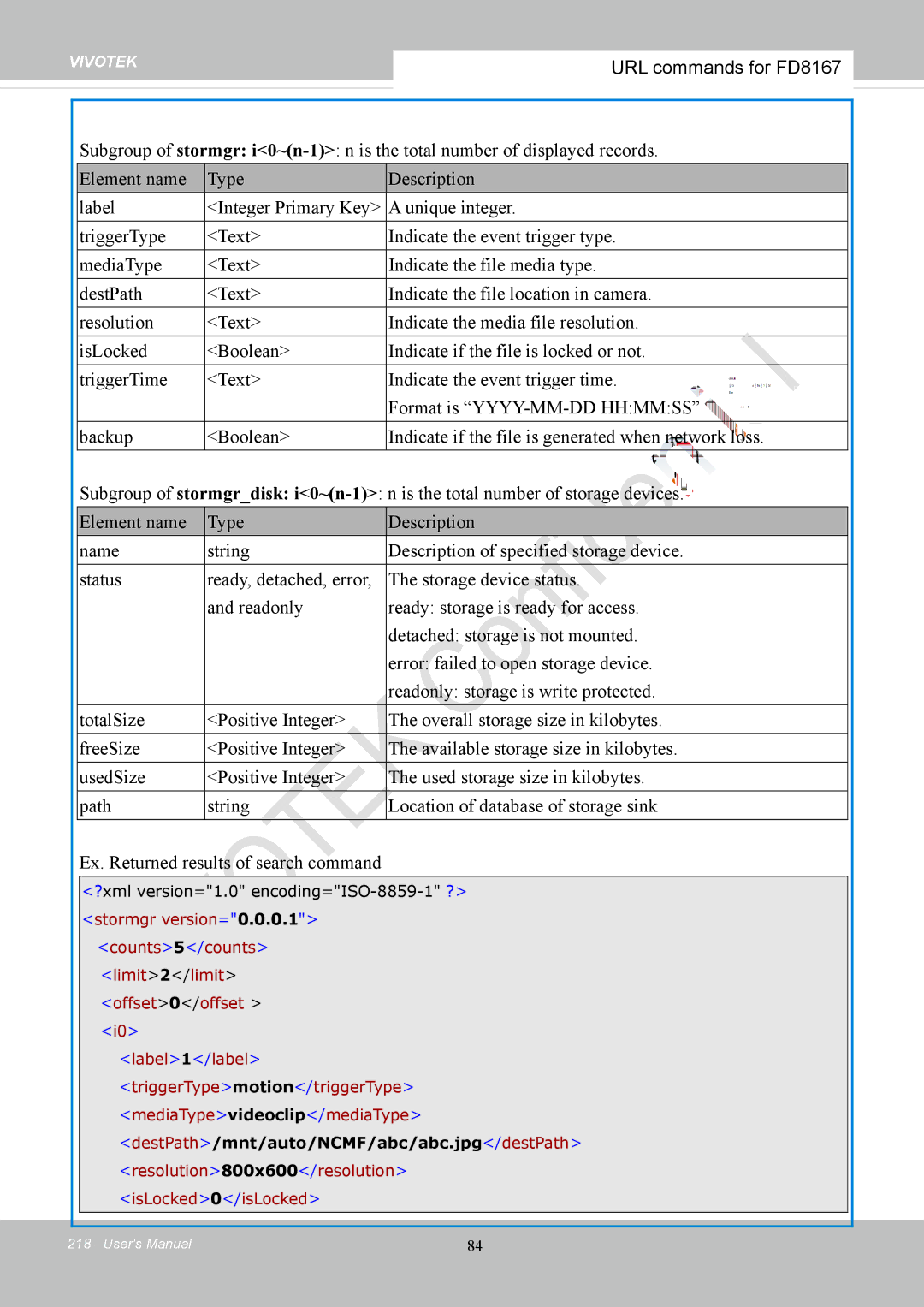 Vivotek FD8167-(T) user manual URL commands for FD8167 