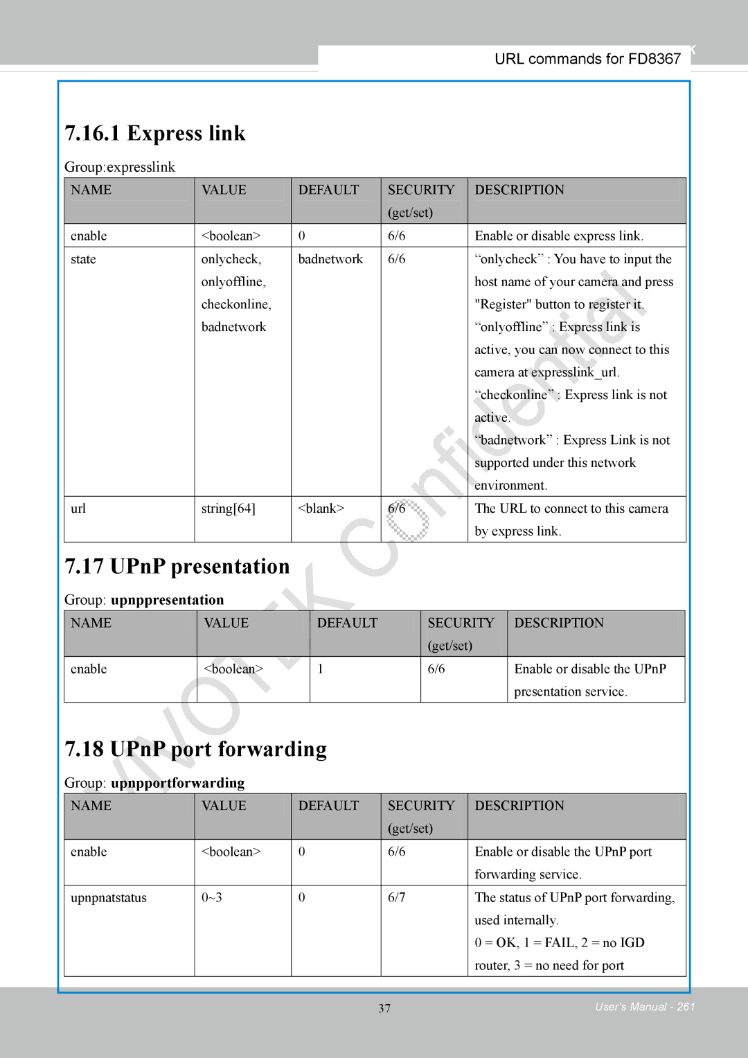 Vivotek FD8167-(T) user manual Express link 