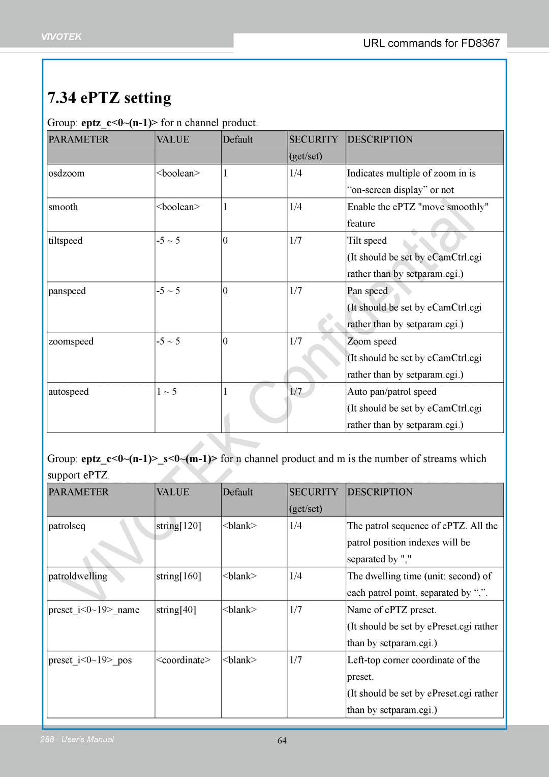 Vivotek FD8167-(T) user manual EPTZ setting 