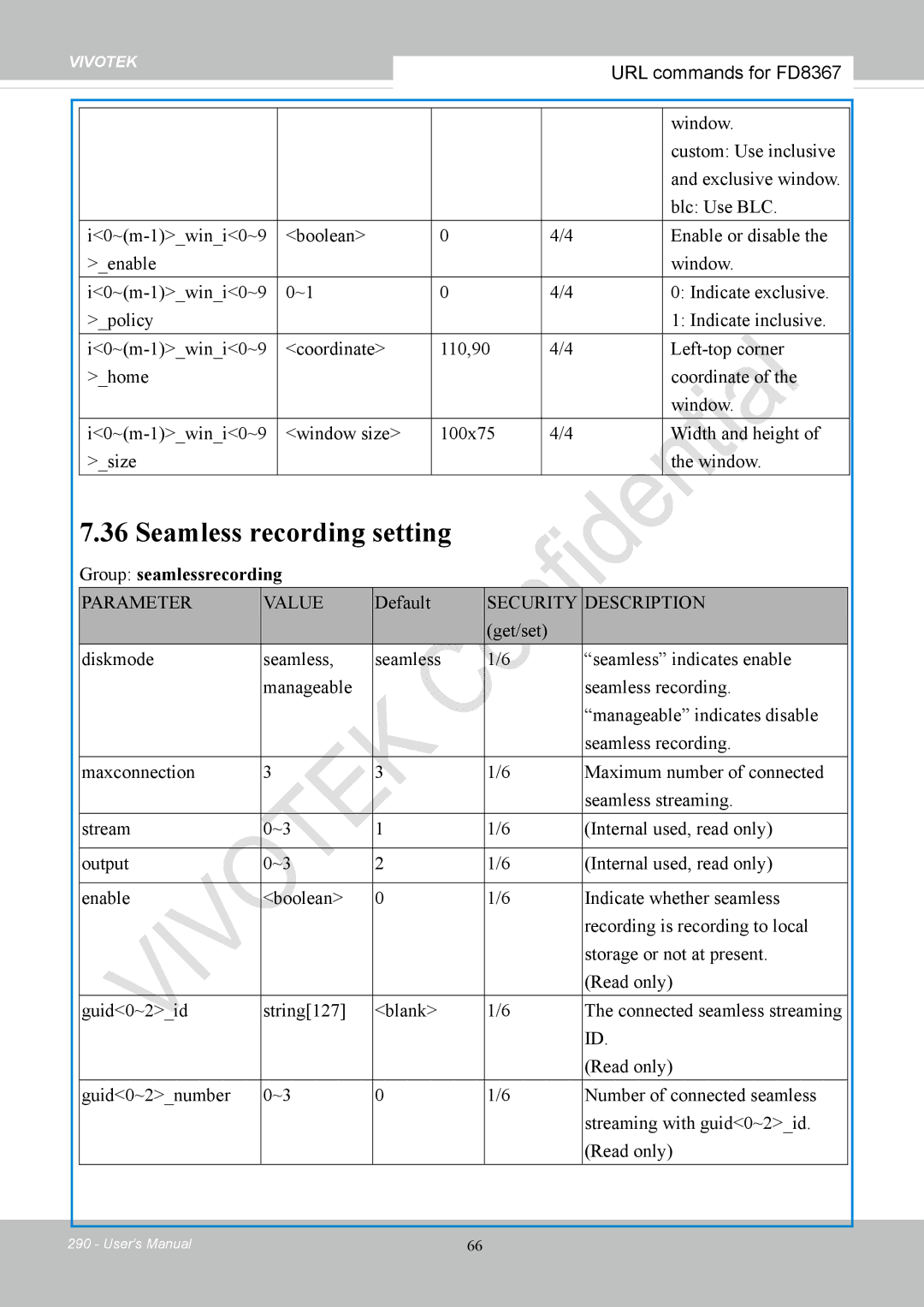 Vivotek FD8167-(T) user manual Seamless recording setting 