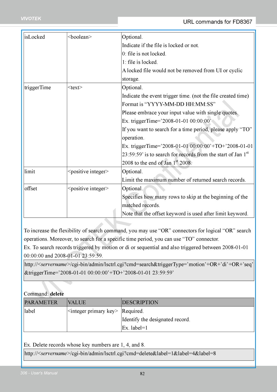 Vivotek FD8167-(T) user manual URL commands for FD8367 