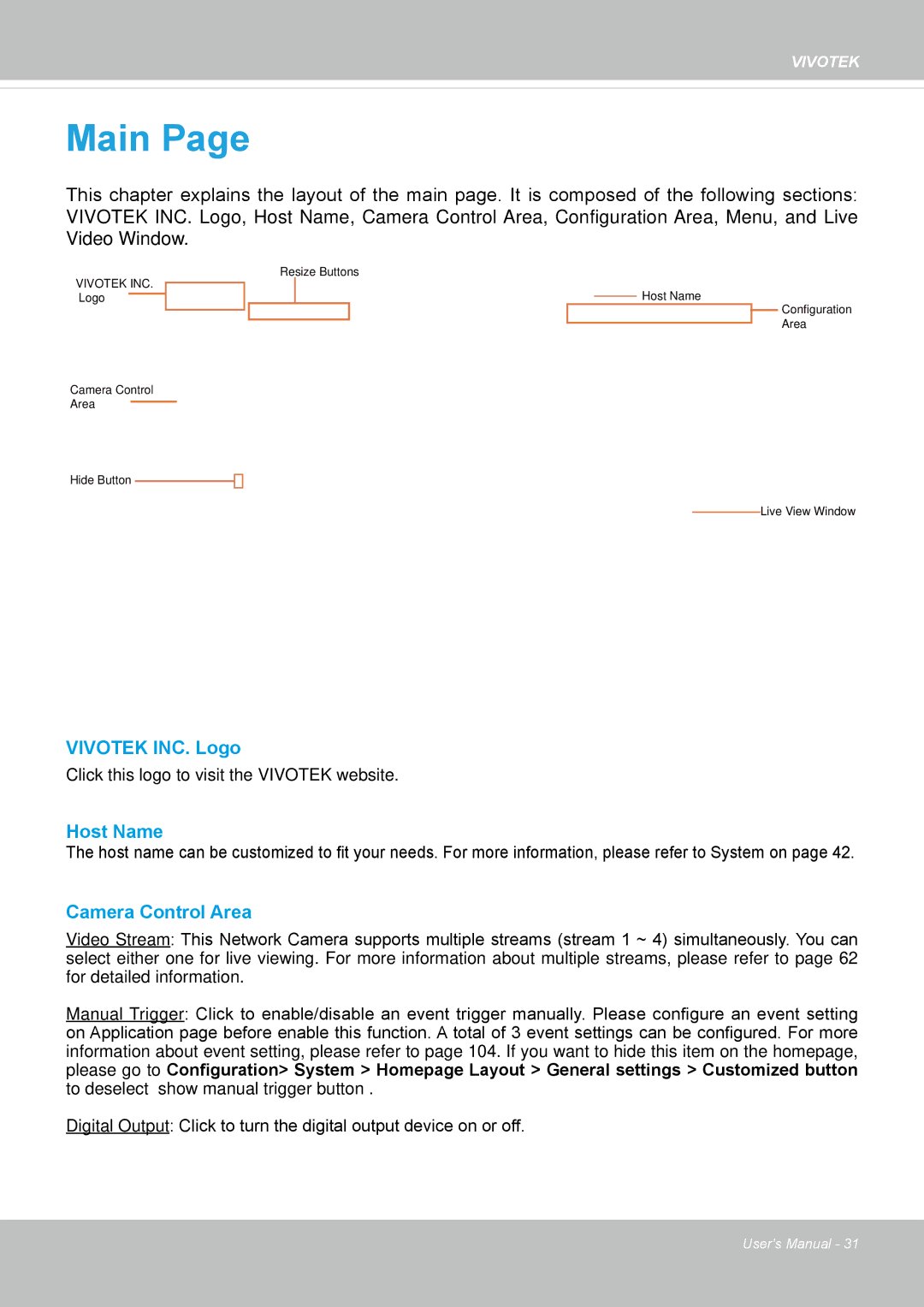 Vivotek FD8167-(T) user manual Main 