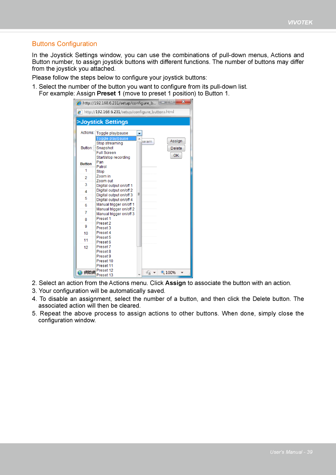 Vivotek FD8167-(T) user manual Buttons Configuration 