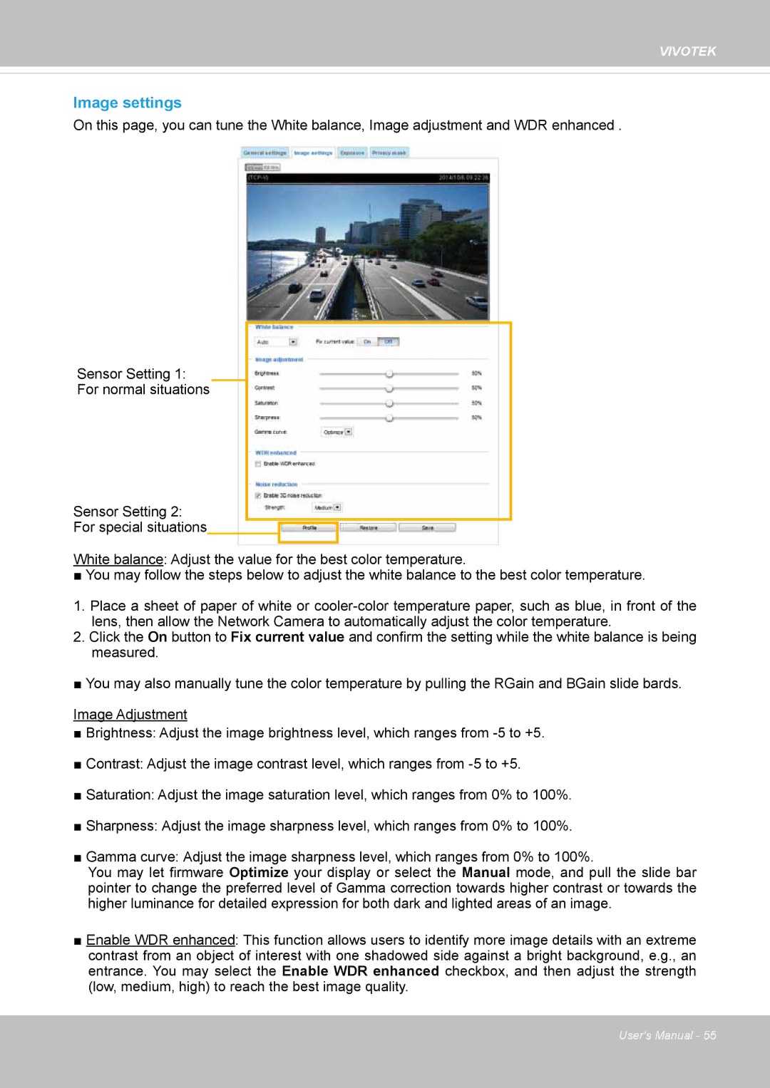 Vivotek FD8167-(T) user manual Image settings 