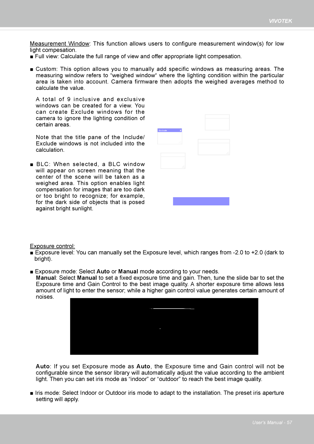 Vivotek FD8167-(T) user manual Exclude Includex 