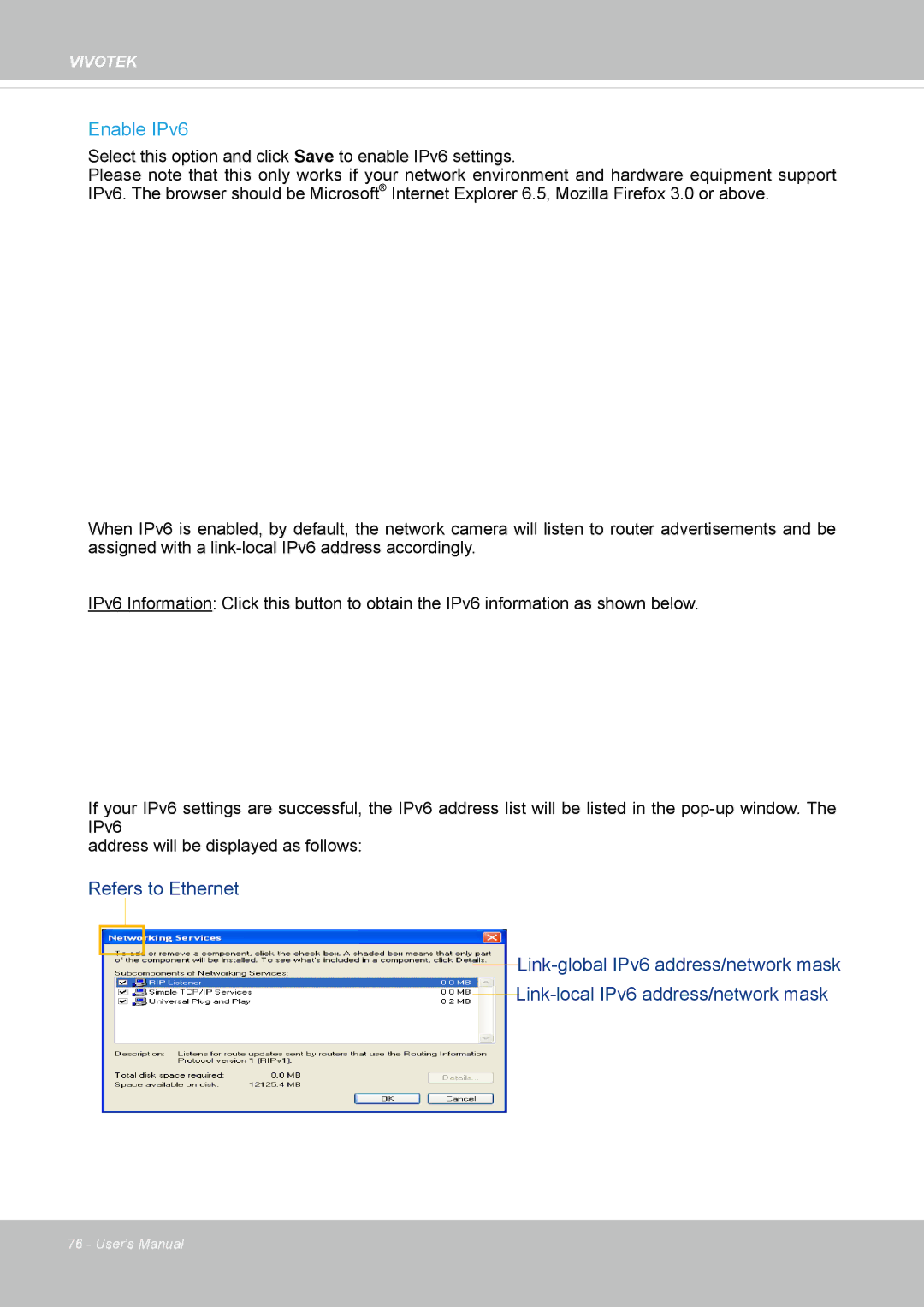 Vivotek FD8167-(T) user manual Enable IPv6 