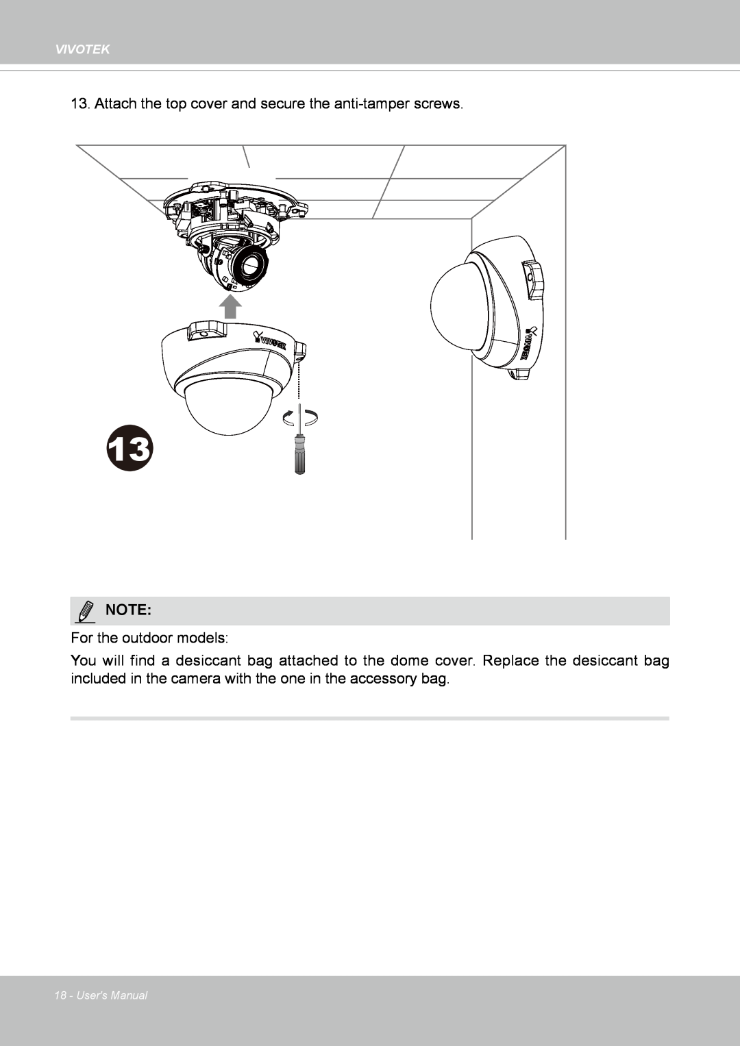 Vivotek FD8167-(T) user manual For the outdoor models 
