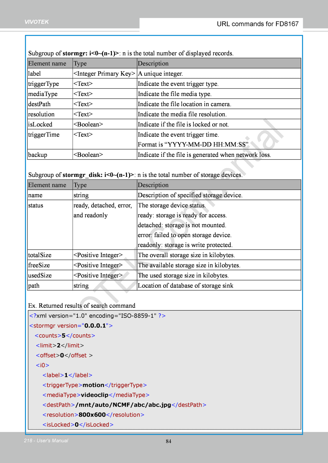 Vivotek FD8167-(T) user manual Element name 