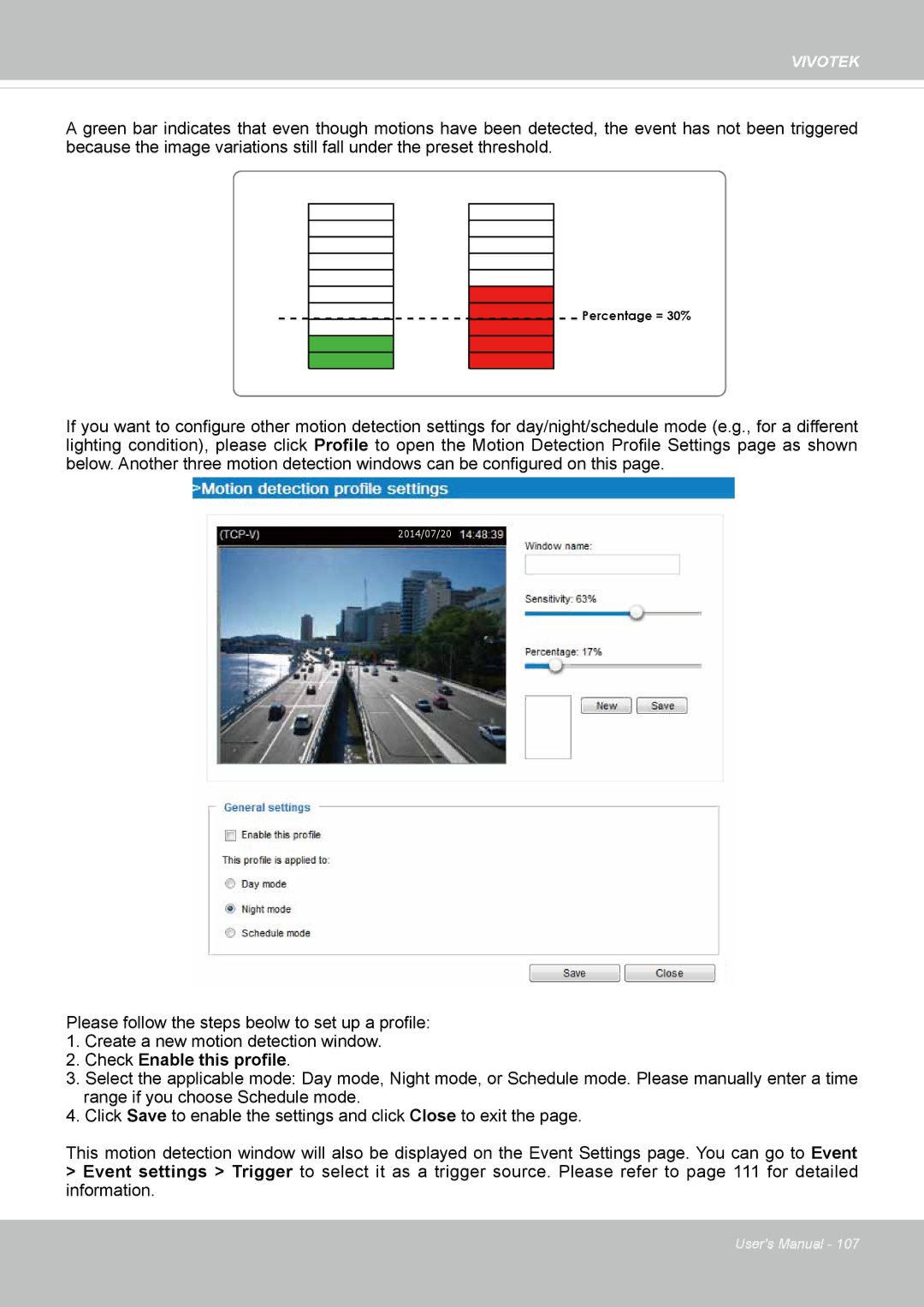 Vivotek FD8169 user manual Check Enable this profile 