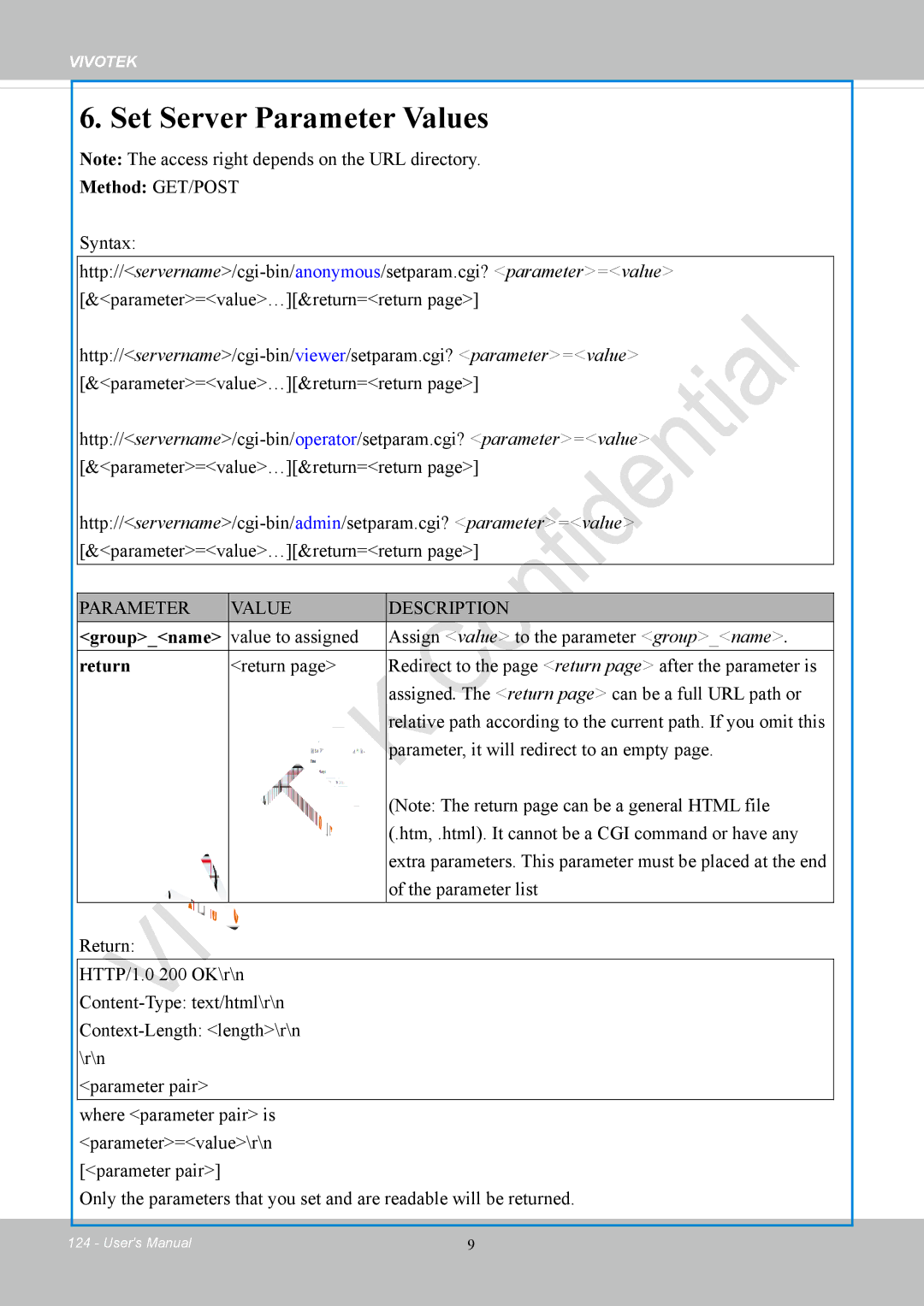 Vivotek FD8169 user manual Groupname, Value to assigned Assign value to the parameter groupname, Return 