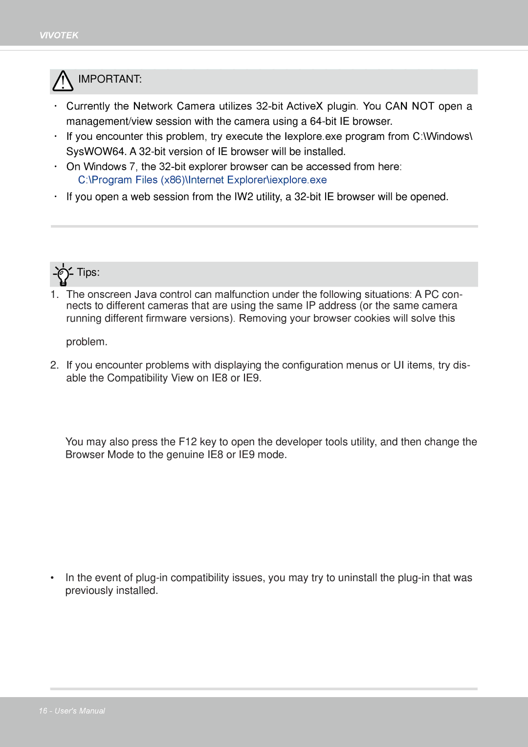 Vivotek FD8169 user manual Tips 