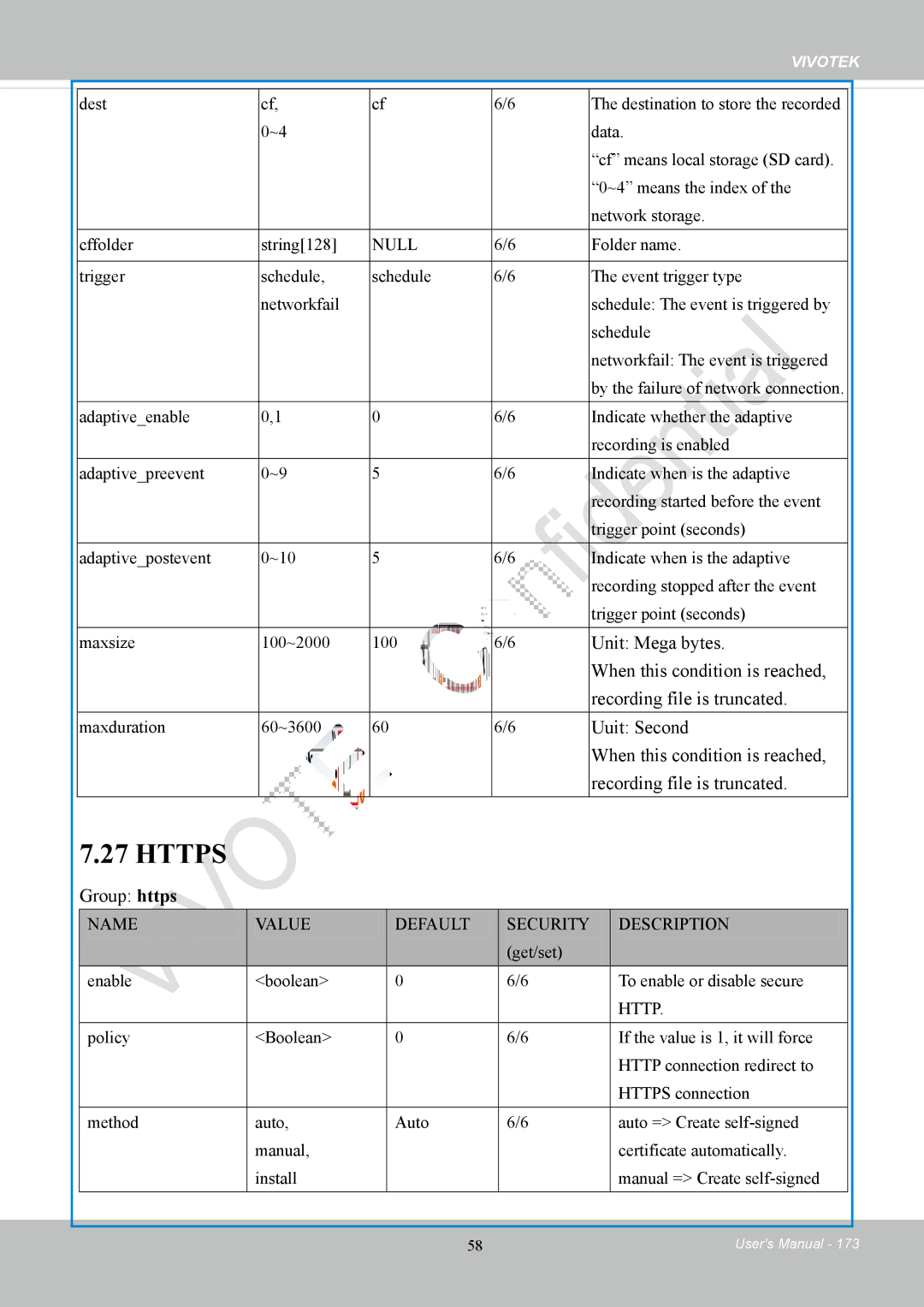 Vivotek FD8169 user manual Https, Group https 