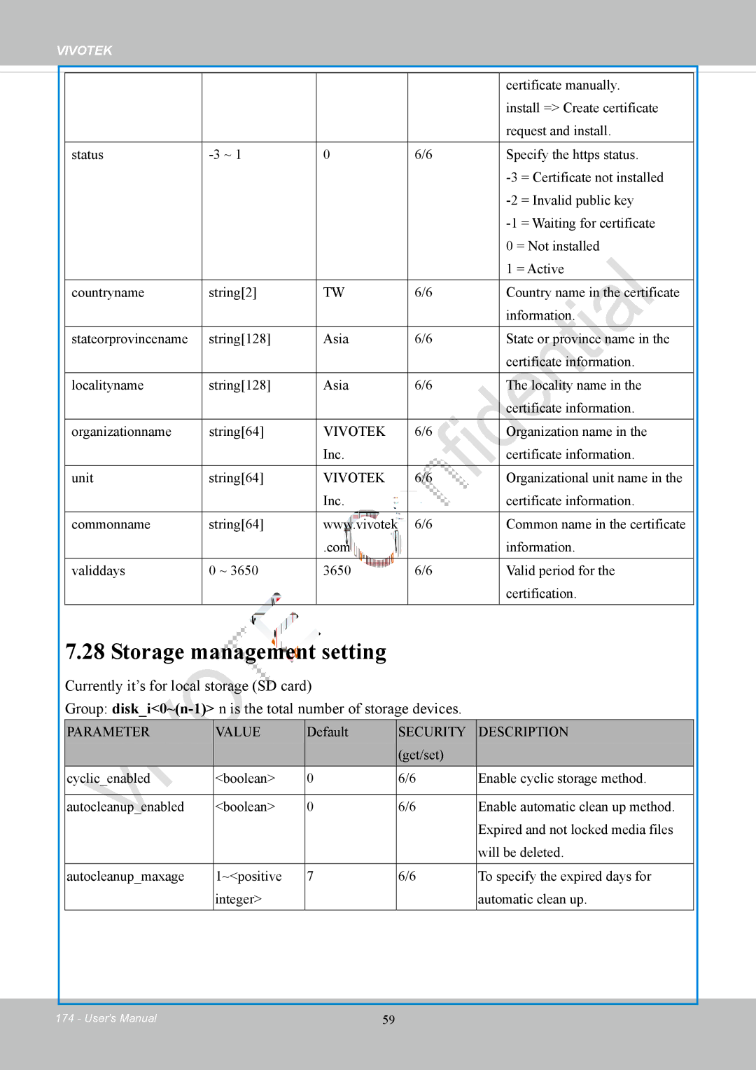 Vivotek FD8169 user manual Storage management setting 