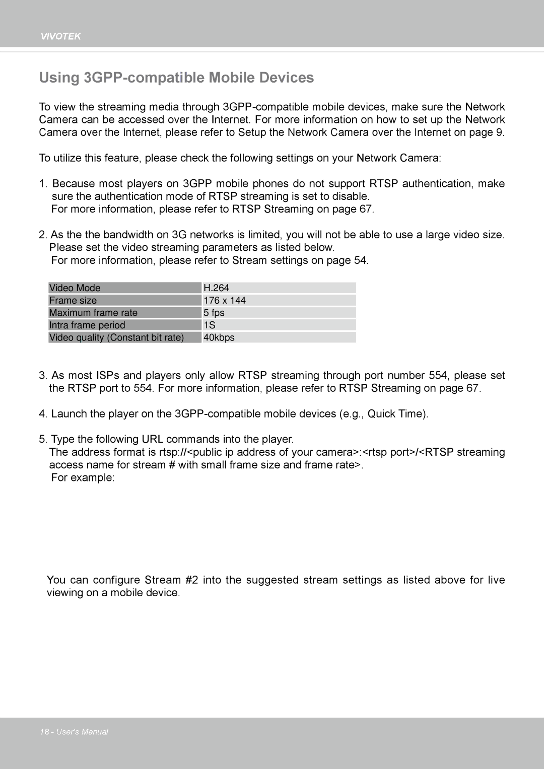 Vivotek FD8169 user manual Using 3GPP-compatible Mobile Devices 