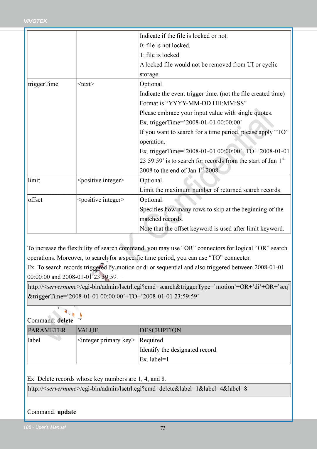 Vivotek FD8169 user manual Indicate if the file is locked or not, File is not locked, File is locked, Storage 