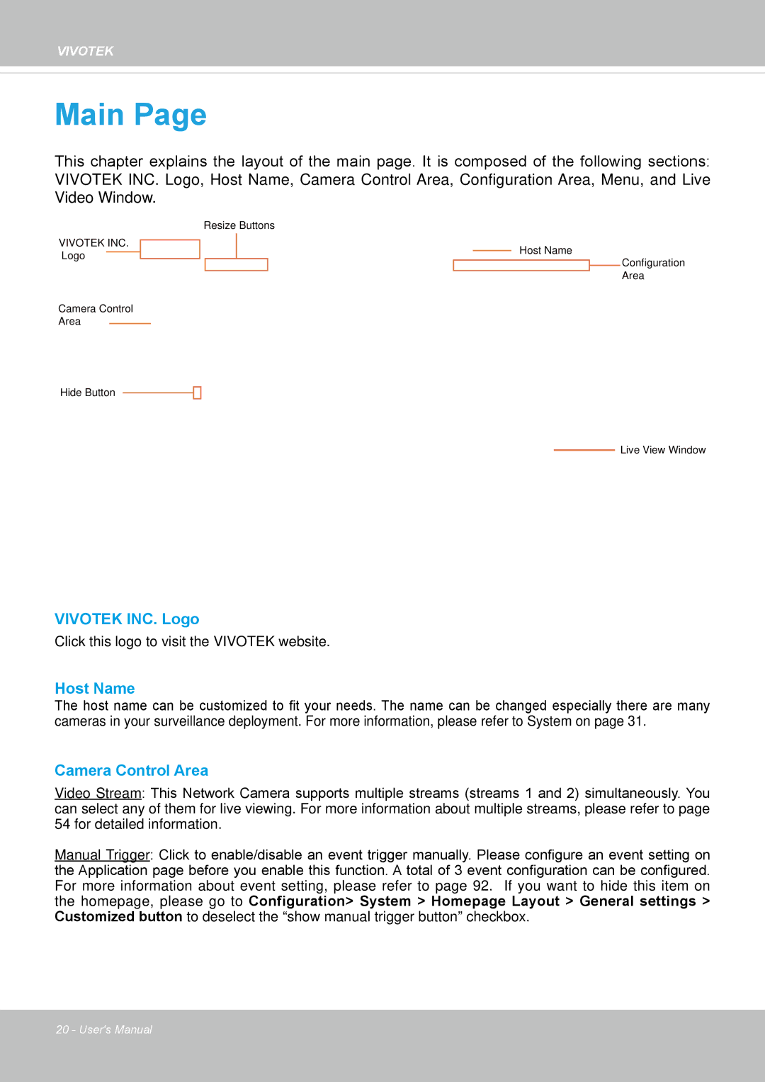 Vivotek FD8169 user manual Main 