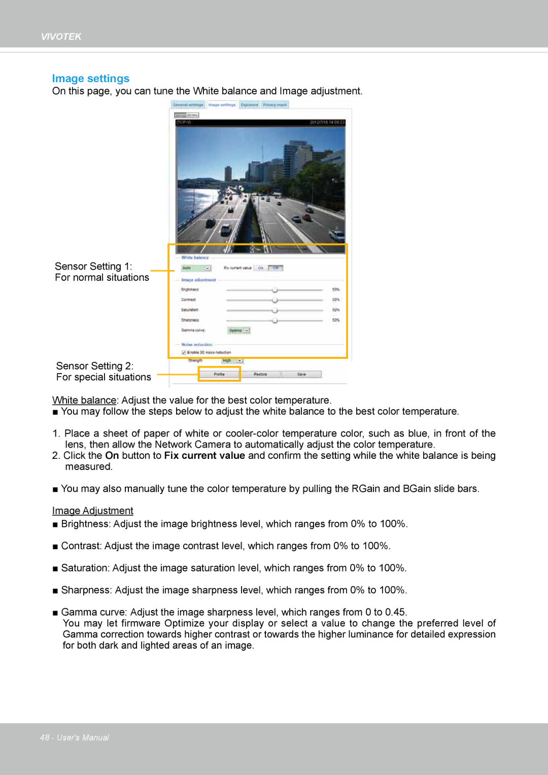 Vivotek FD8169 user manual Image settings 