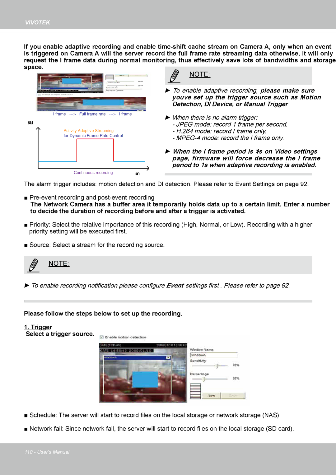 Vivotek FD8335H user manual Continuous recording 