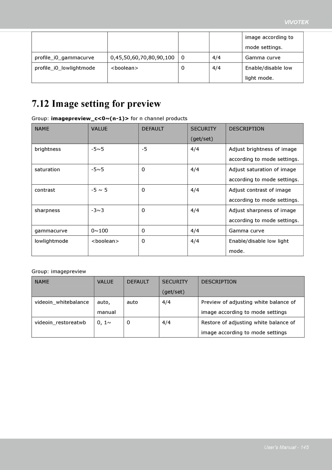 Vivotek FD8335H user manual Image setting for preview 