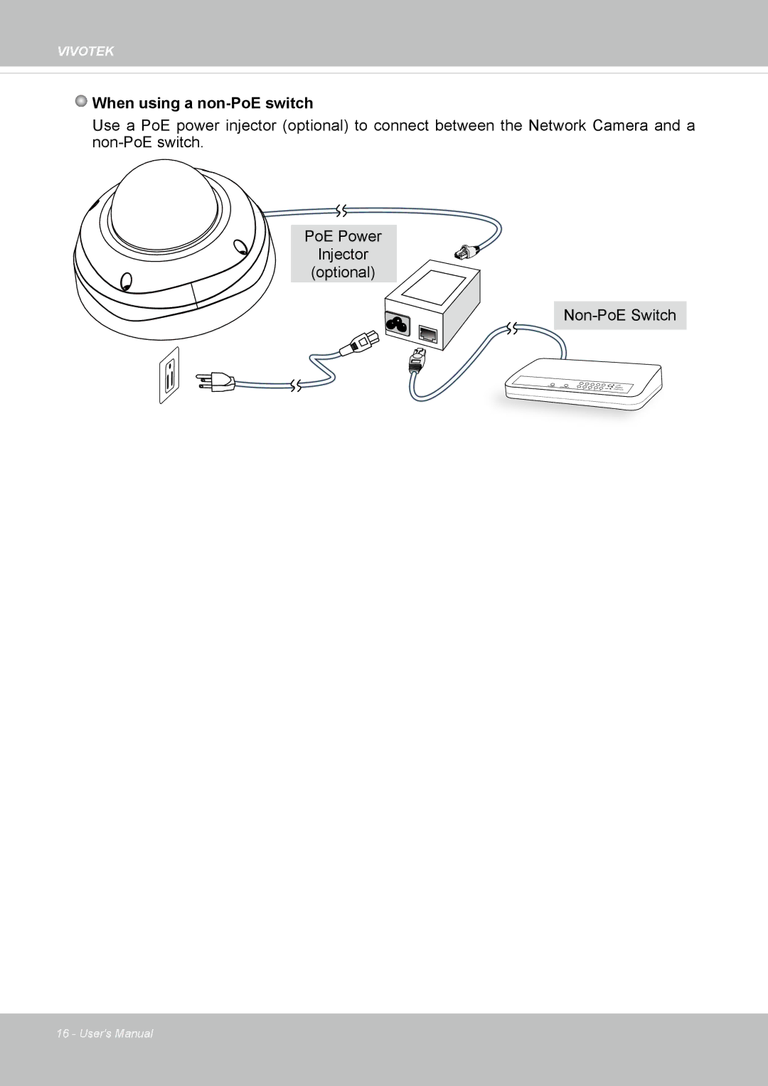 Vivotek FD8335H user manual When using a non-PoE switch 