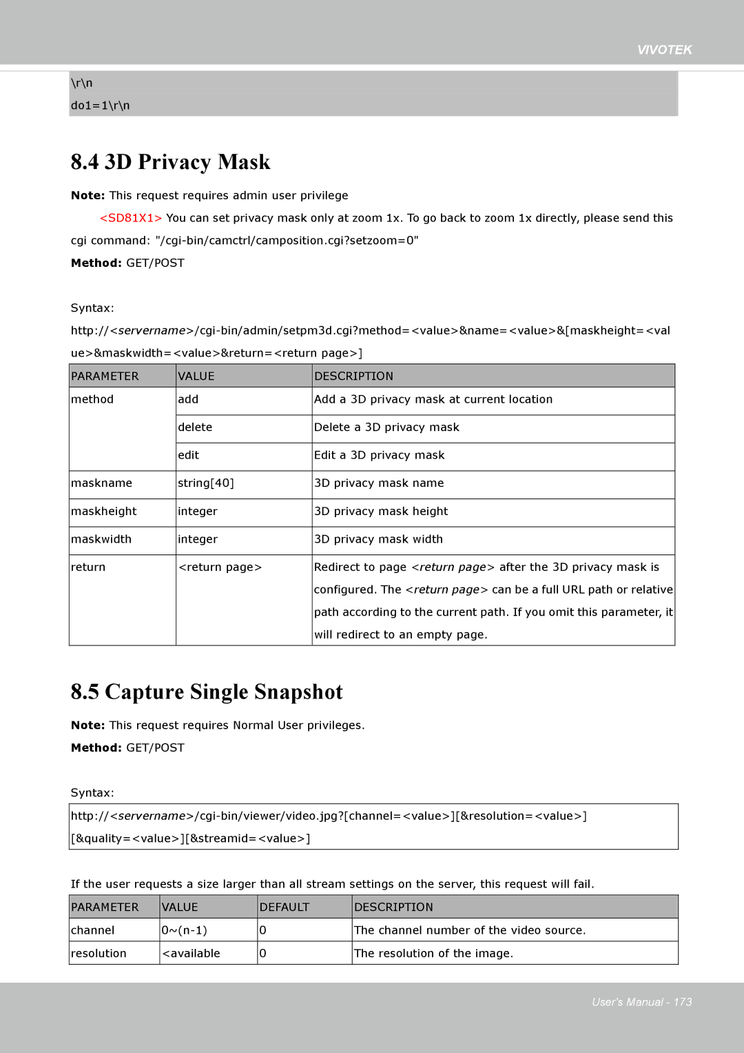 Vivotek FD8335H user manual 3D Privacy Mask, Capture Single Snapshot 