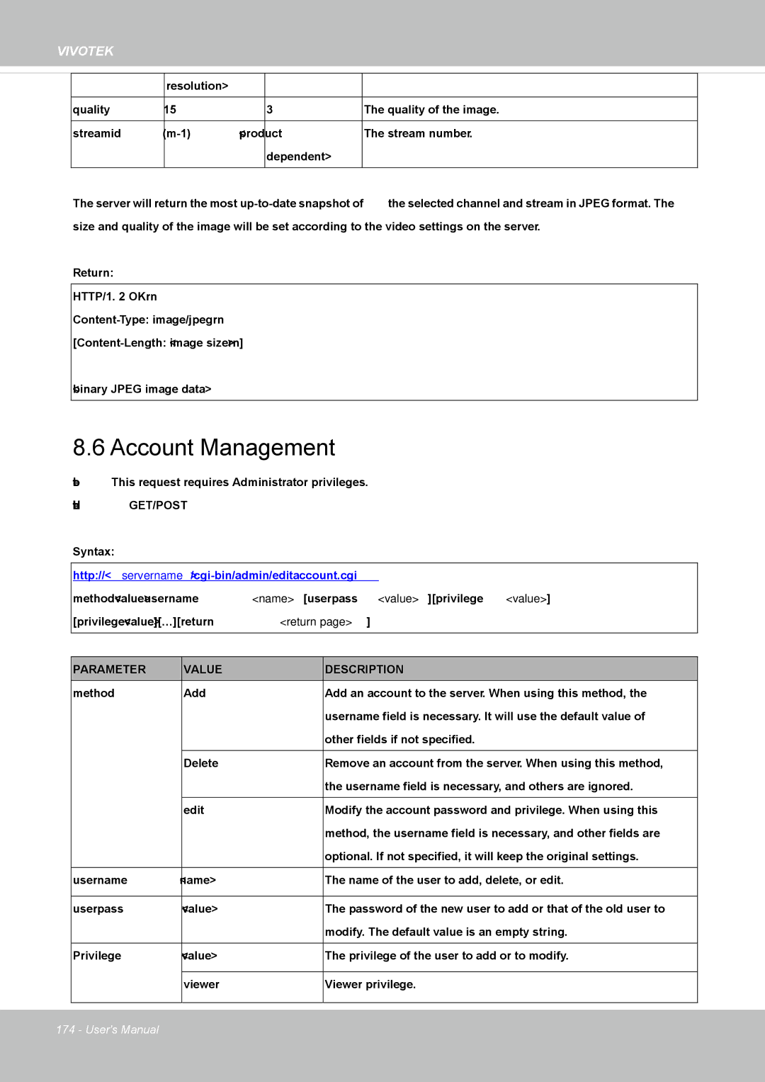 Vivotek FD8335H user manual Account Management 