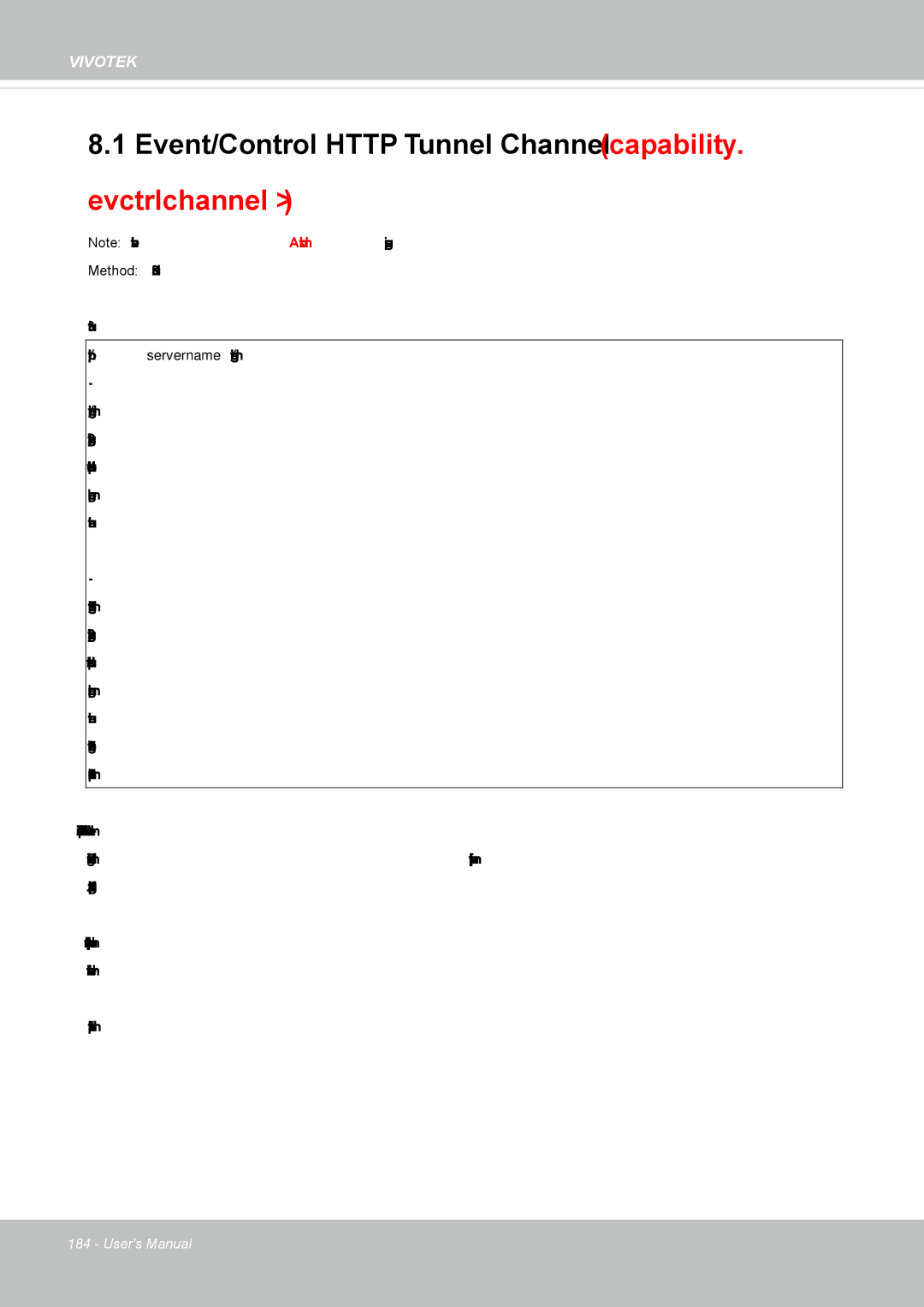 Vivotek FD8335H user manual Event/Control Http Tunnel Channel capability. evctrlchannel 