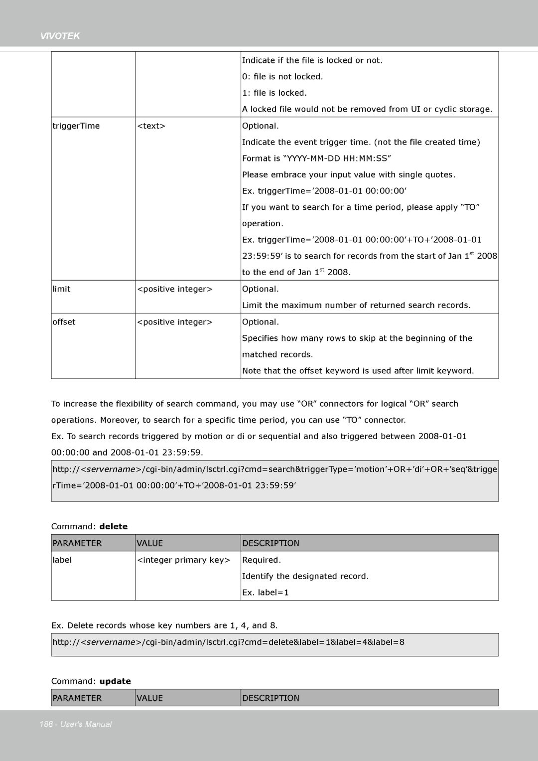 Vivotek FD8335H user manual Indicate if the file is locked or not 