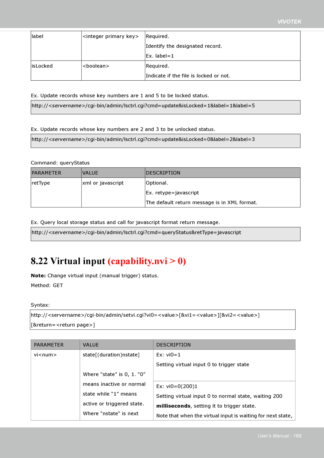 Vivotek FD8335H user manual Virtual input capability.nvi 