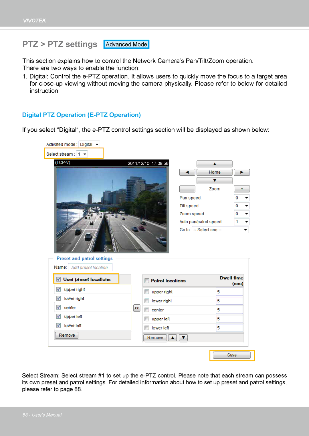 Vivotek FD8335H user manual PTZ PTZ settings, Digital PTZ Operation E-PTZ Operation 