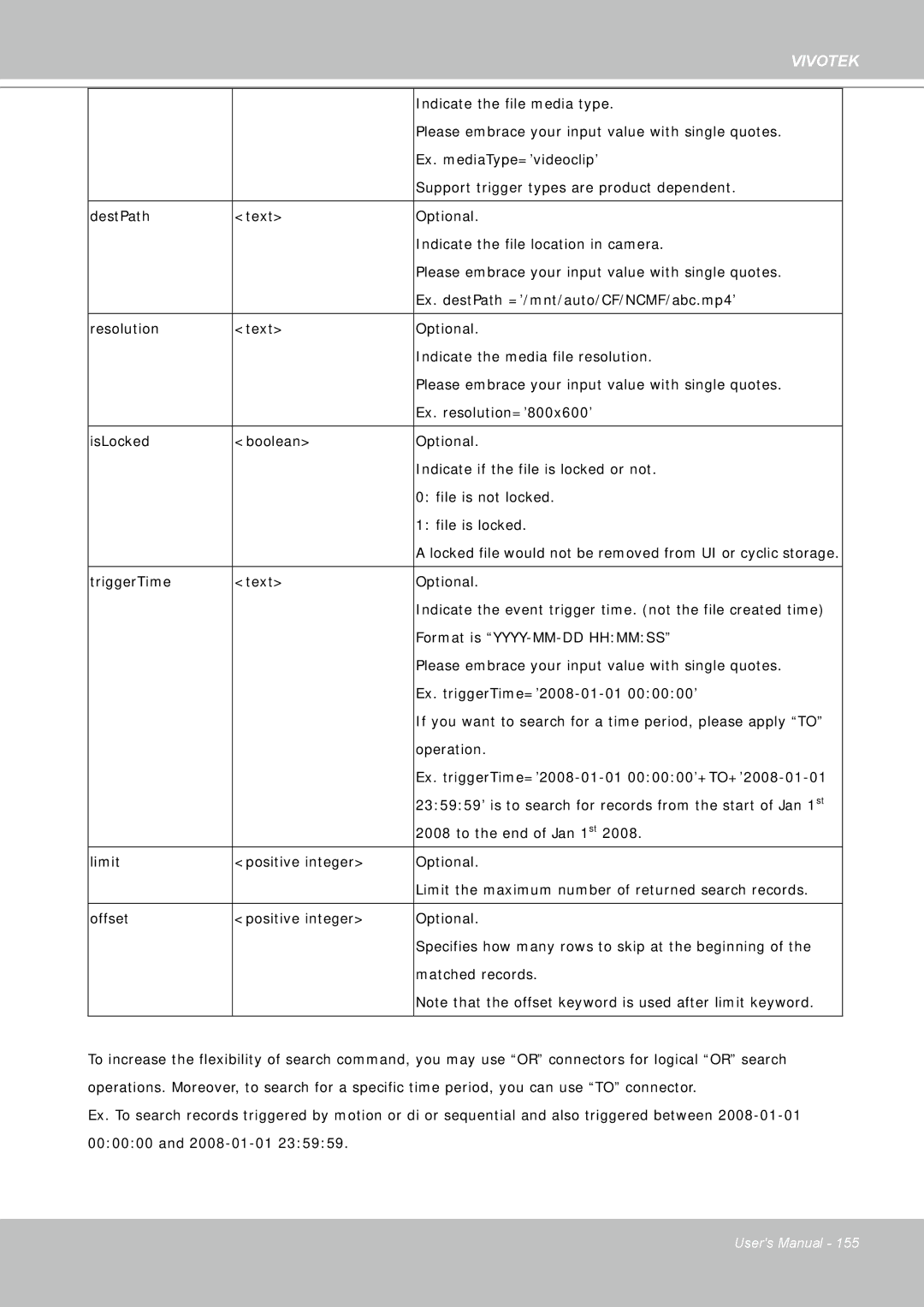 Vivotek FD8361 user manual Indicate the file media type 