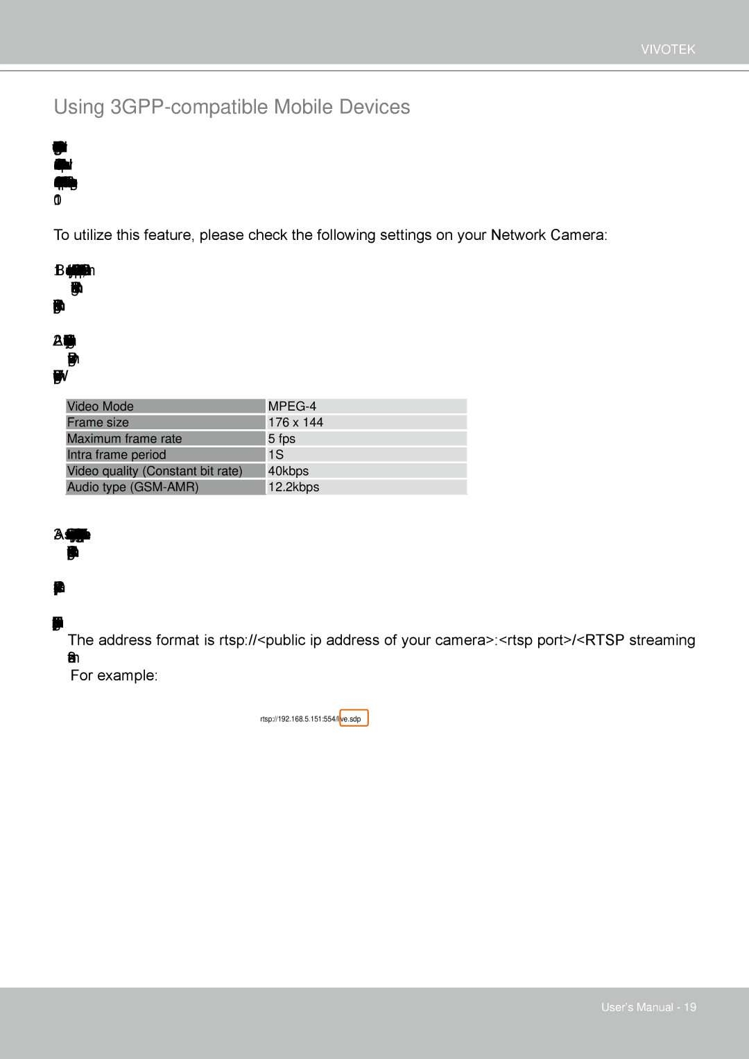 Vivotek FD8361 user manual Using 3GPP-compatible Mobile Devices, MPEG-4 