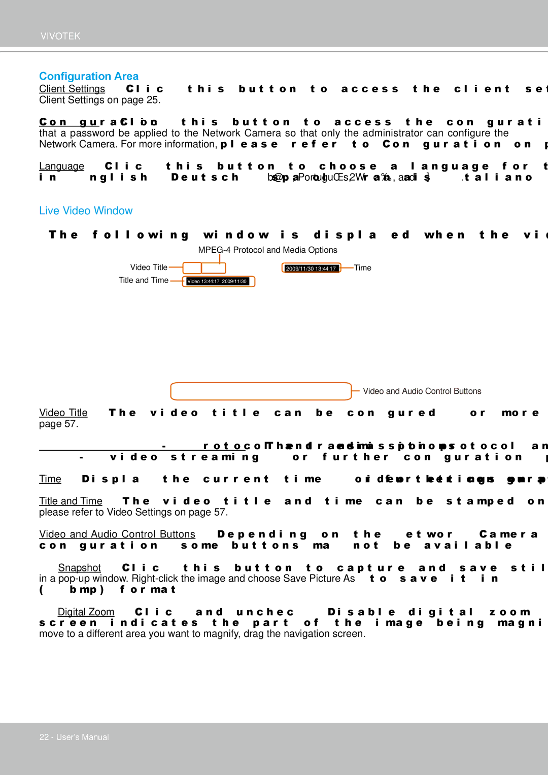 Vivotek FD8361 user manual Configuration Area 