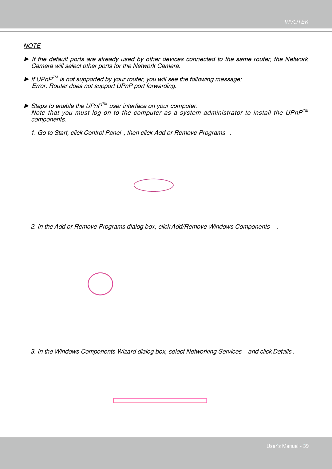 Vivotek FD8361 user manual Error Router does not support UPnP port forwarding 