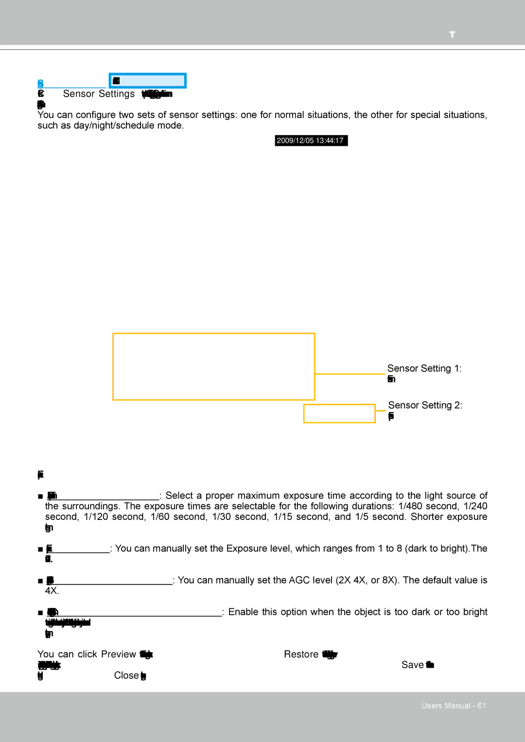 Vivotek FD8361 user manual Sensor Settings Advanced Mode 