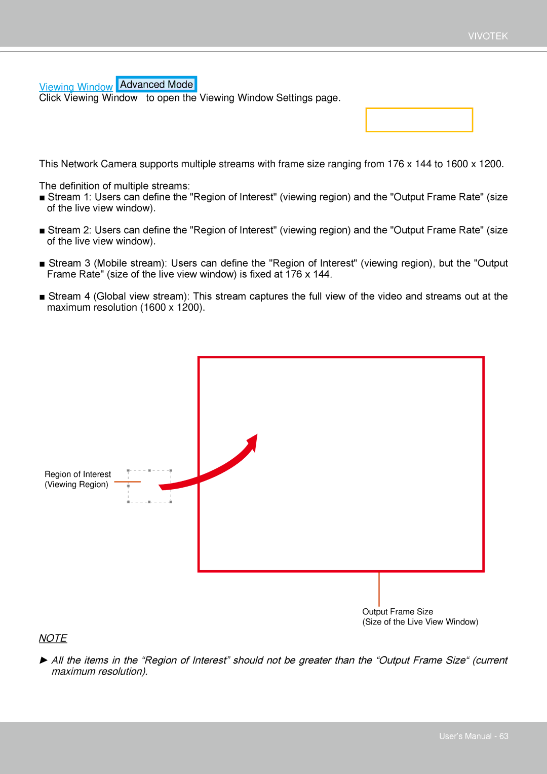 Vivotek FD8361 user manual Viewing Window Advanced Mode 